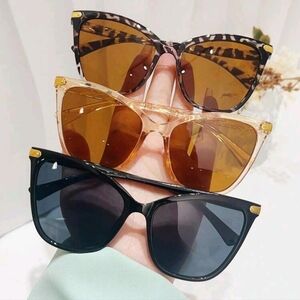 3 Pairs Women's Cat Eye Frame Sunglasses, Beach Sunshade Luxury Fashion Shades